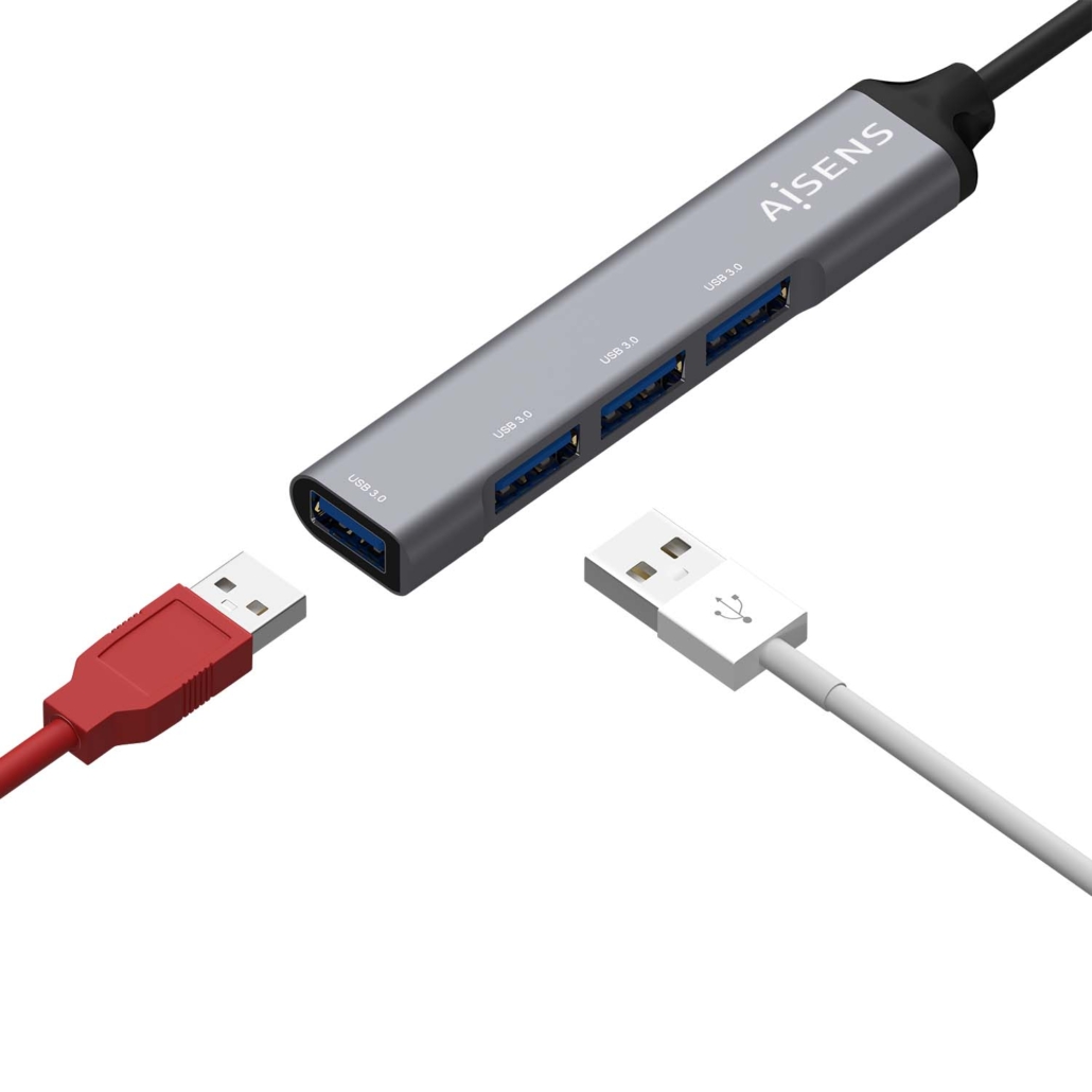 Hub USB 3.0 Aisens de 4 Portas, Alumnio, Cinza 4